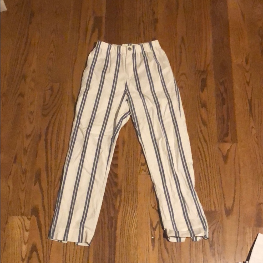 navy blue stripe white brandy melville pants